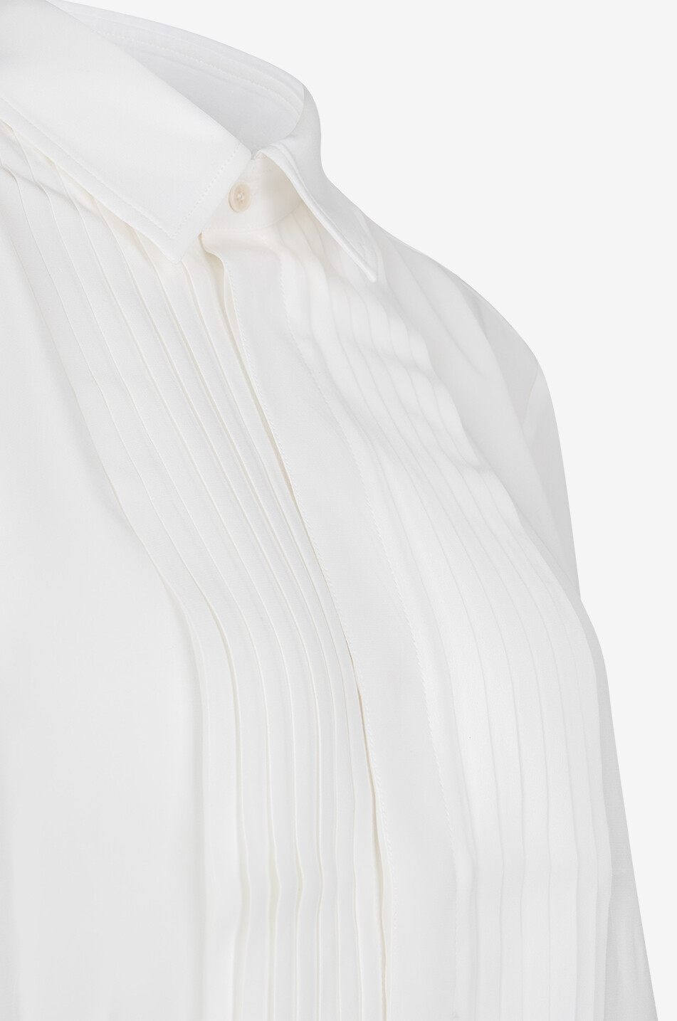 Silk crepe shirt with bib