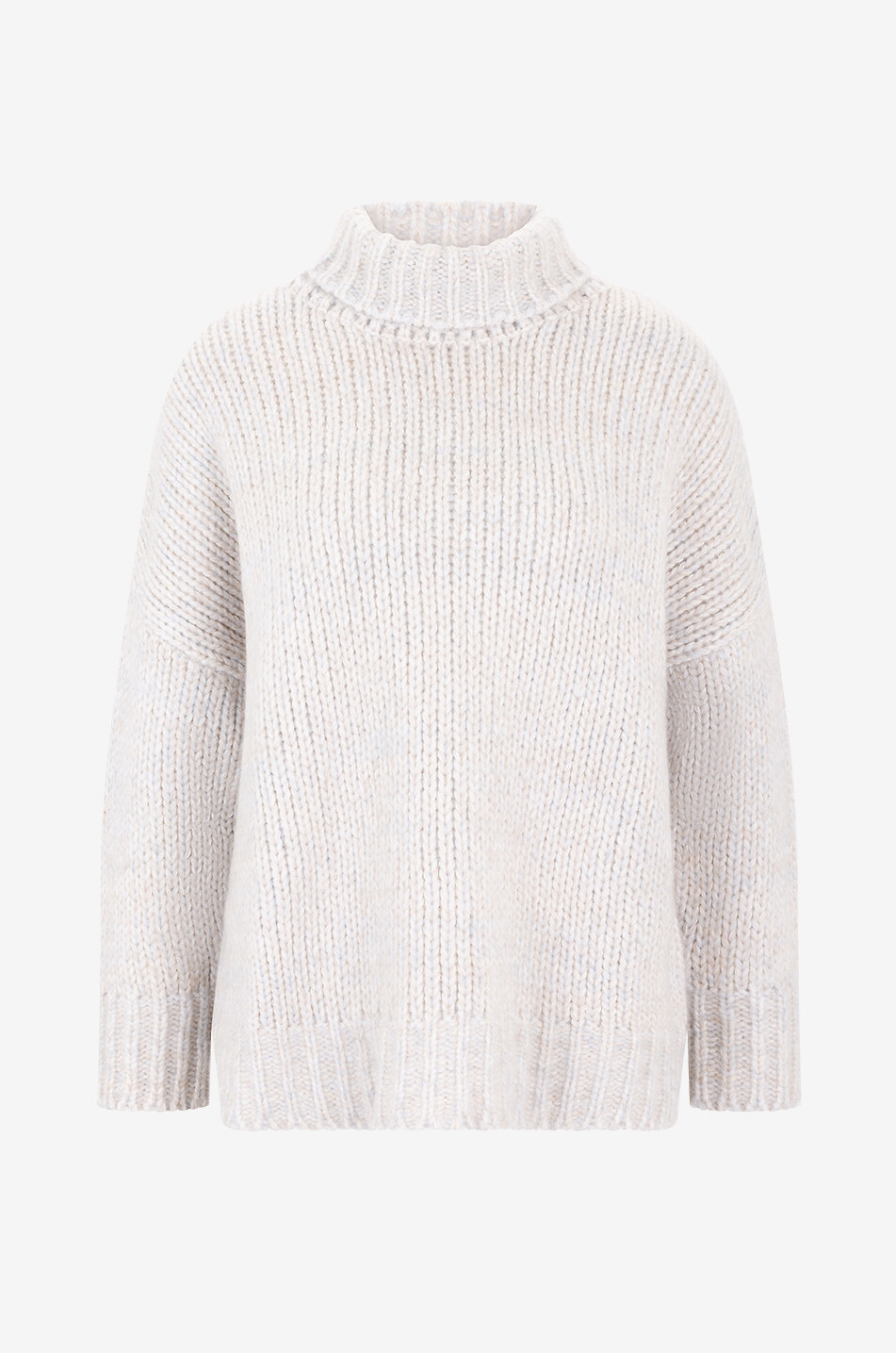 Dicker weiter Kaschmir- und Seidenpullover mit Rollkragen Hawin