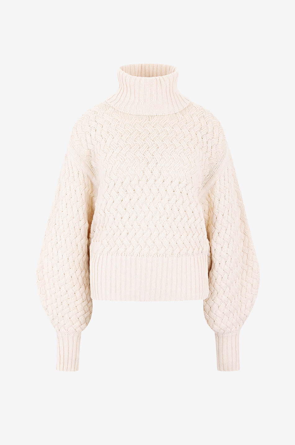 Zopfstrickpullover mit Puffärmeln und Rollkragen Illustration Textured