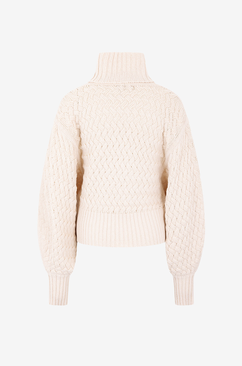 Zopfstrickpullover mit Puffärmeln und Rollkragen Illustration Textured