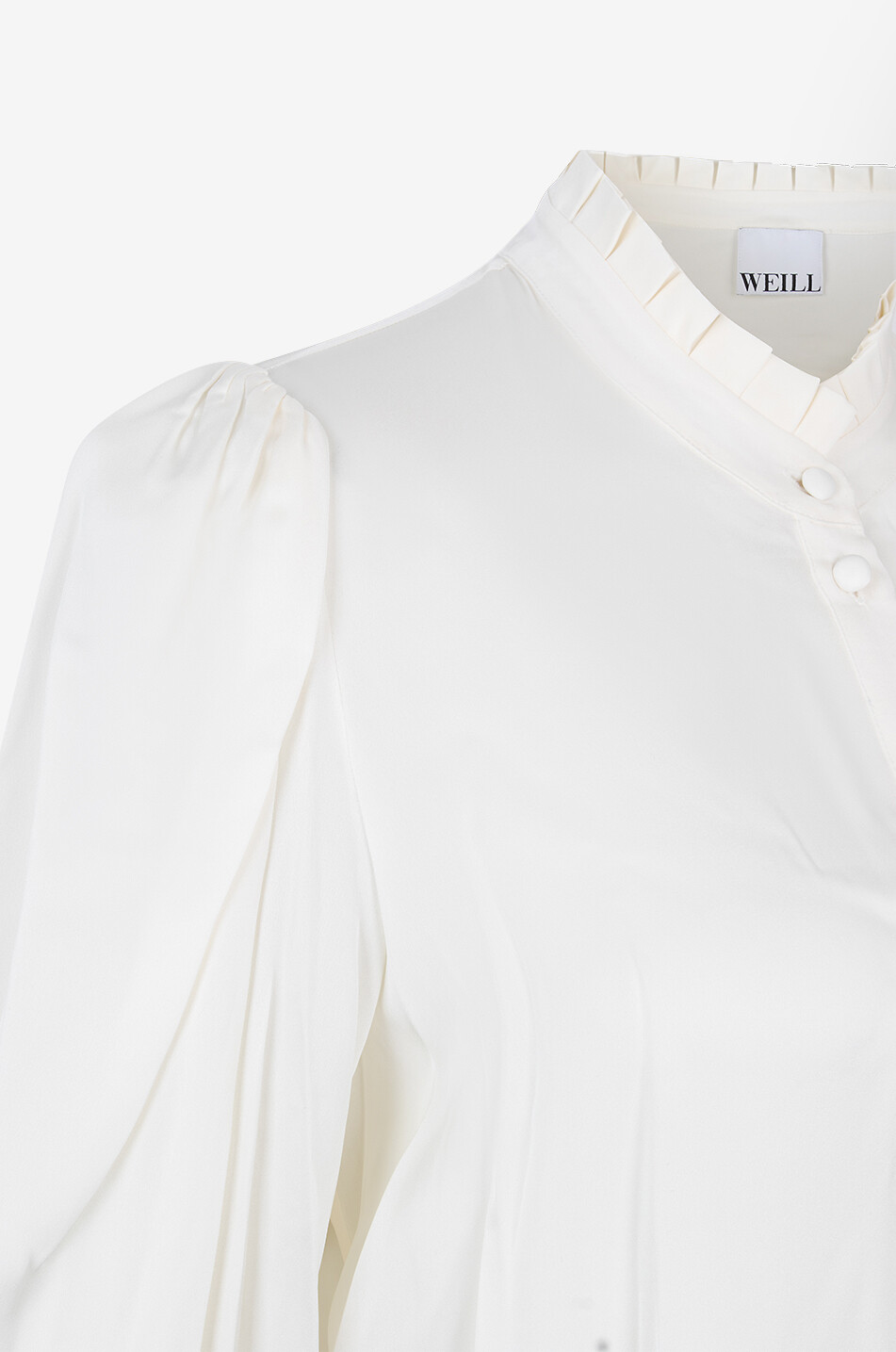 WEILL Monroe silk crepe blouse with ruffled stand-up collar Women EGGSHELL 3