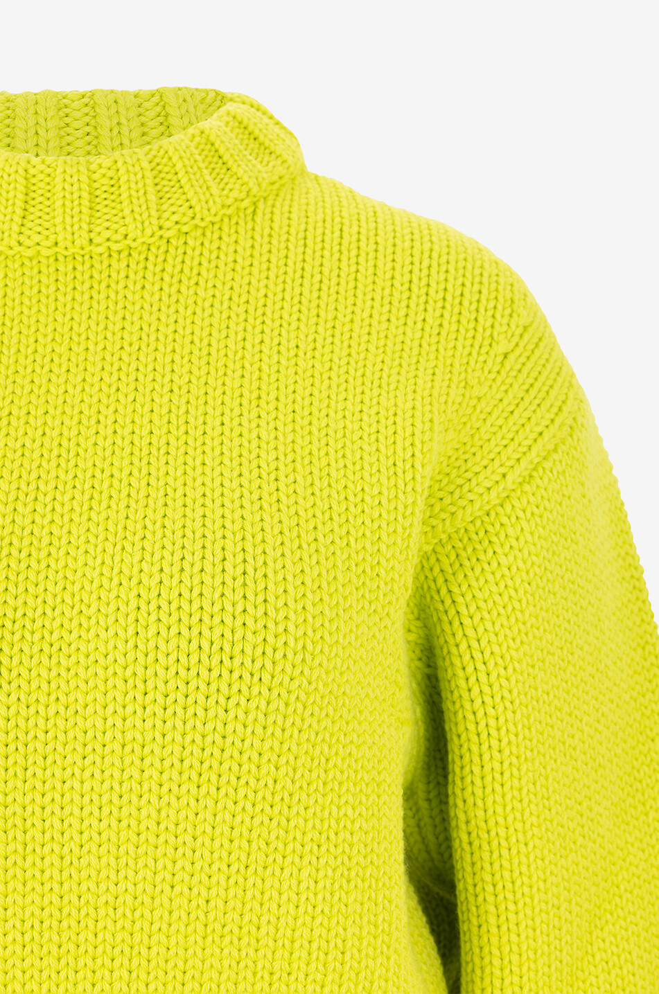Pull boxy à col rond en laine et cachemire fluo