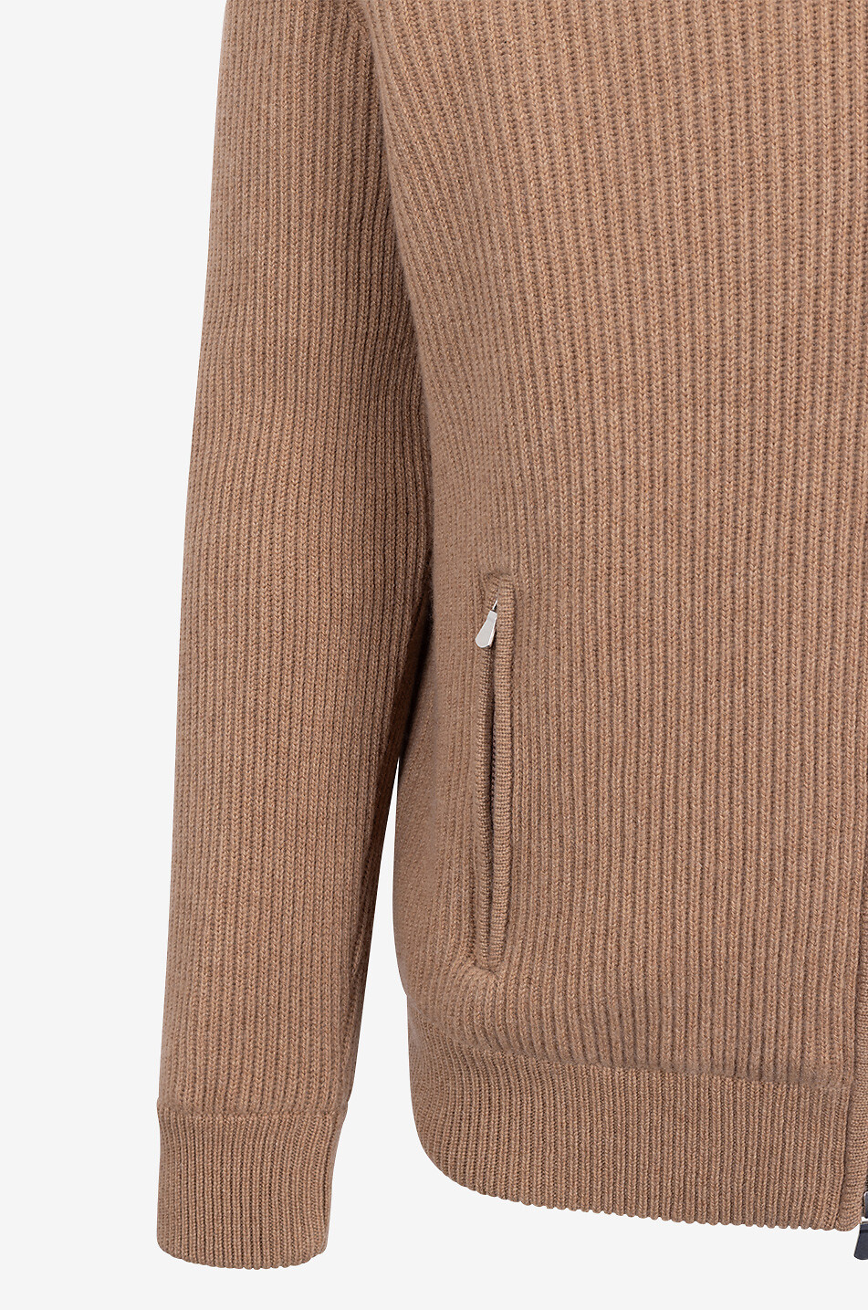 GRAN SASSO Faux-fur lined rib knit cashmere cardigan Men CAMEL 4