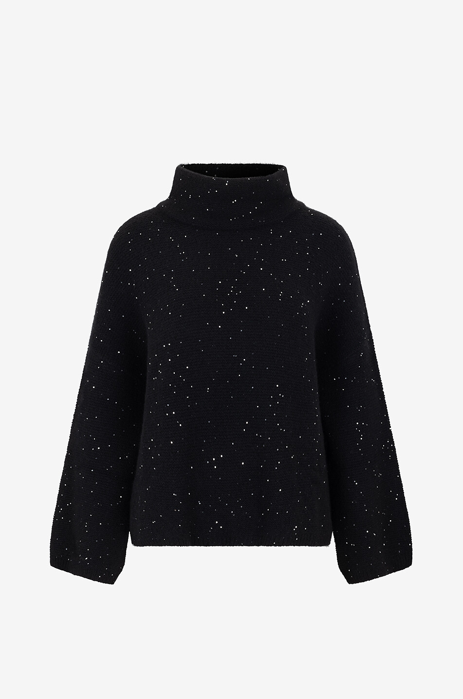 LU REN Pull ample à col entonnoir en cachemire et sequins Sorcha Femme NOIR 1