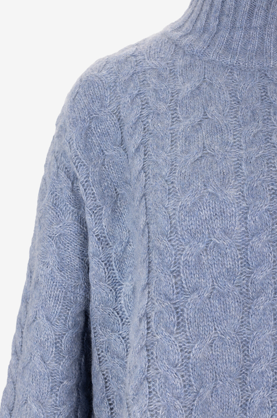 LU REN Siw cable-knit funnel neck cashmere and silk jumper Women LIGHT BLUE 3