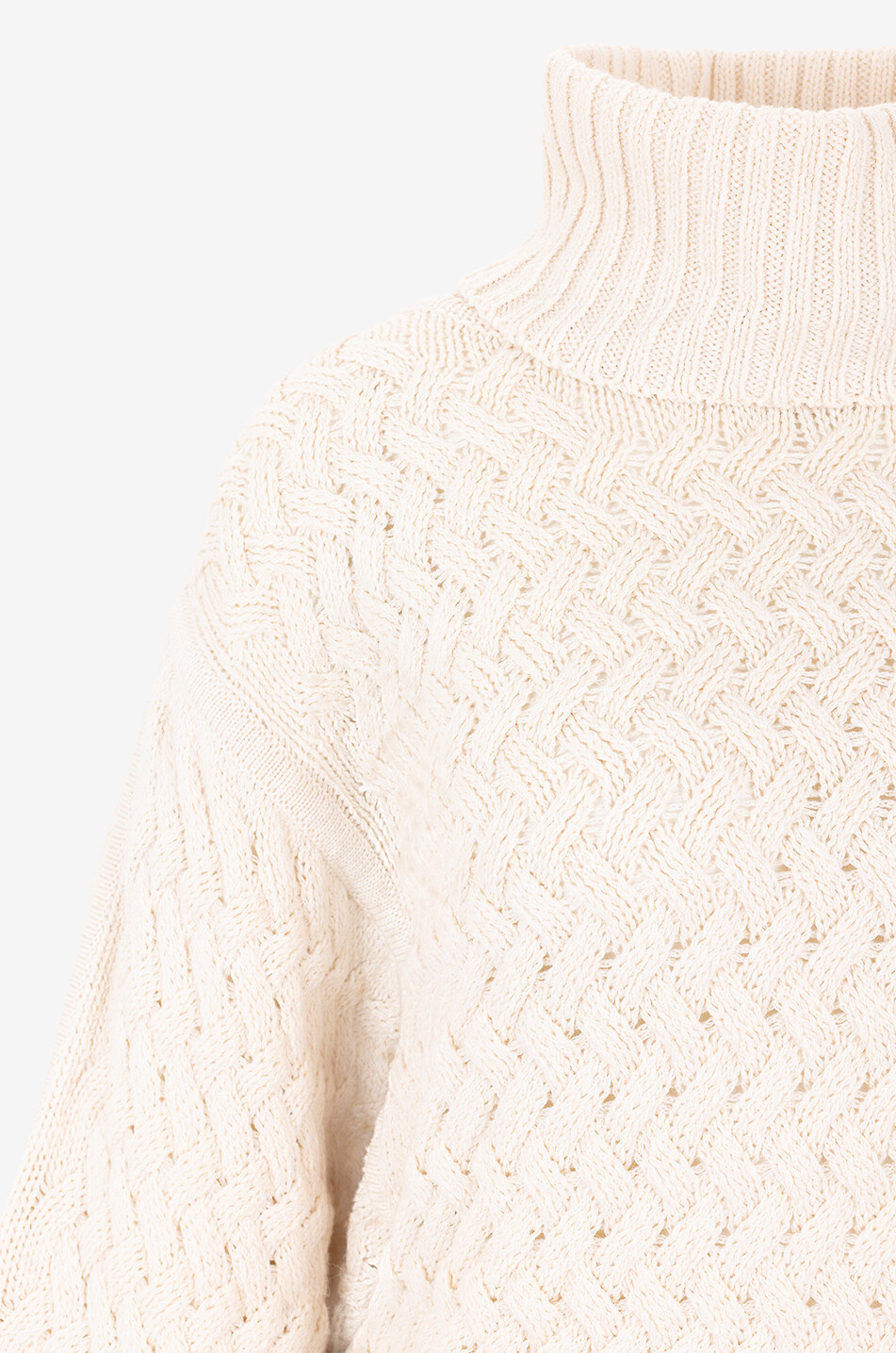 ZIMMERMANN Zopfstrickpullover mit Puffärmeln und Rollkragen Illustration Textured Damen CREMEFARBEN 3