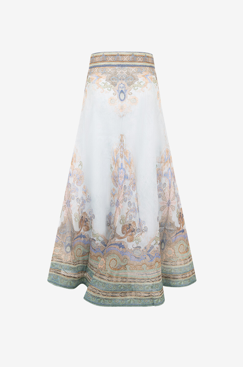 Jupe maxi en lin et soie Eden Blue Paisley