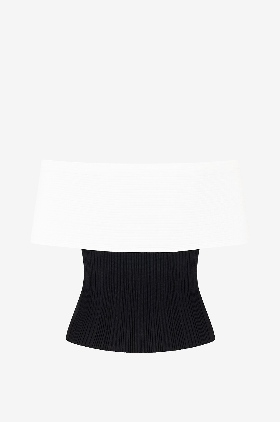 Schulterfreies Rippstrick-Top Bow