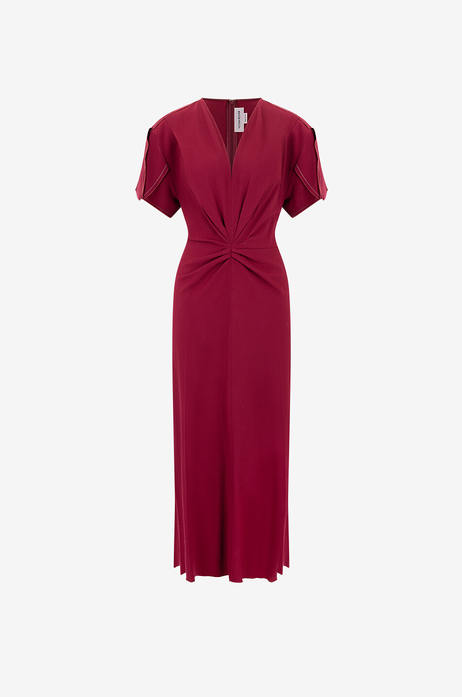 Midi-Crêpe-Kleid Gathered V-neck