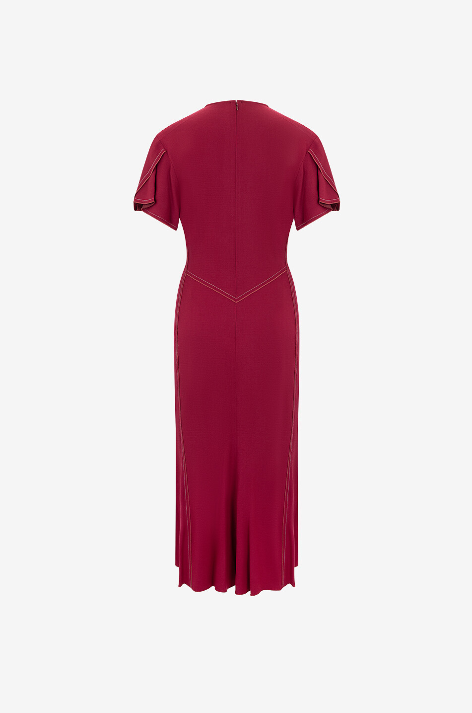 Robe midi en crêpe Gathered V-neck