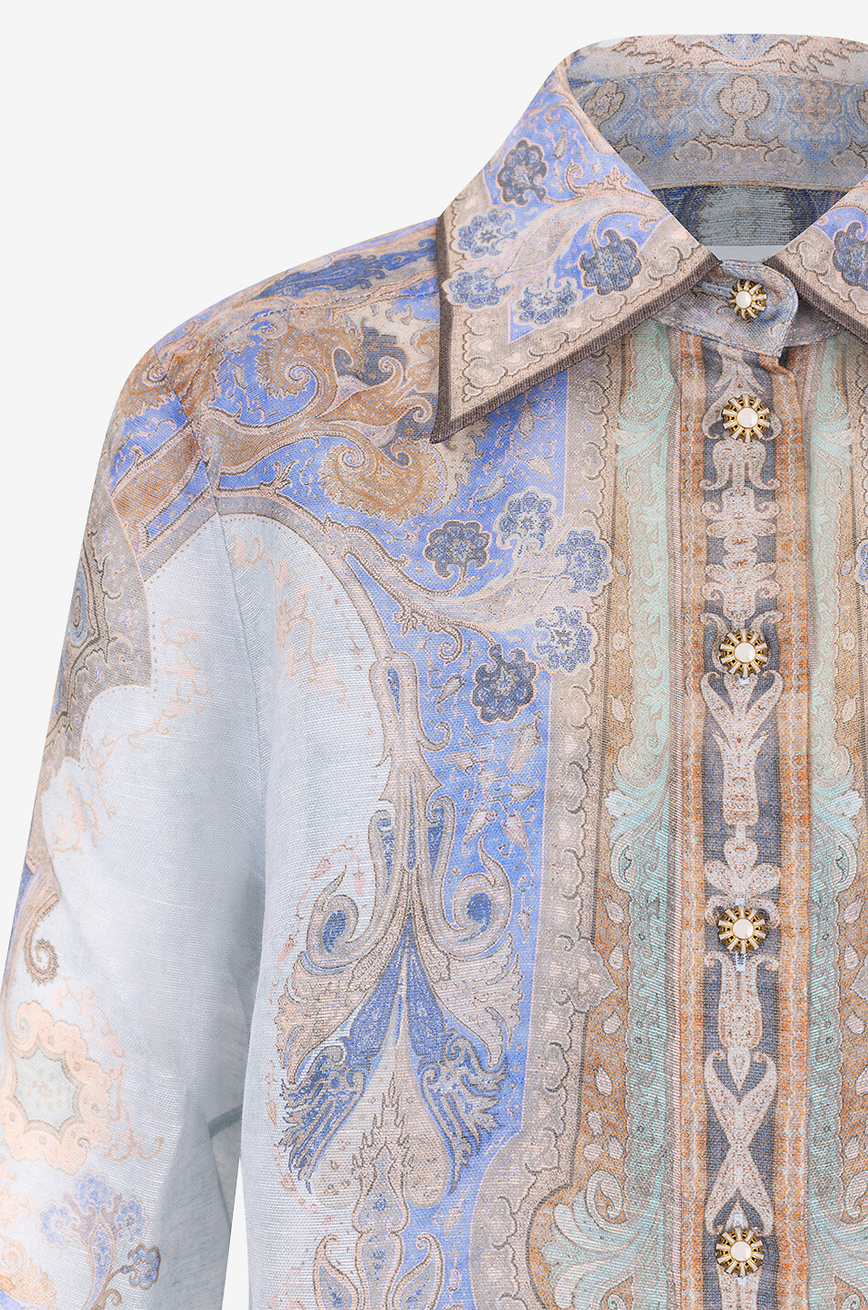 Chemise en lin et soie Eden Body Blue Paisley