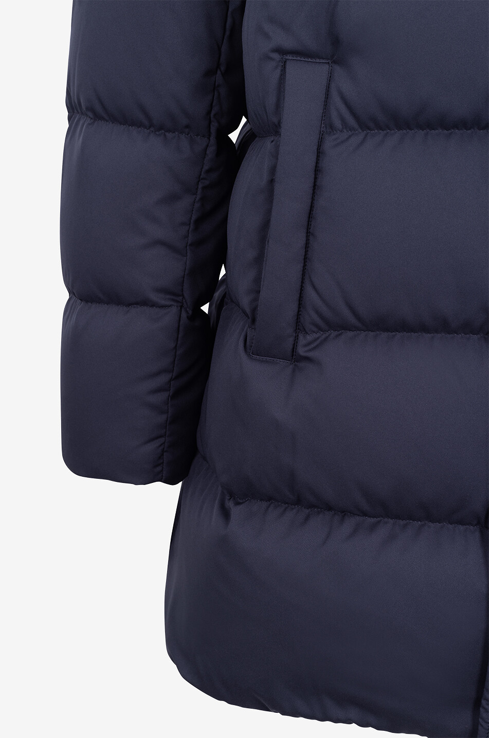 HERNO Quilted mid-length down jacket with stand-up collar and hood Men DARK BLUE 3