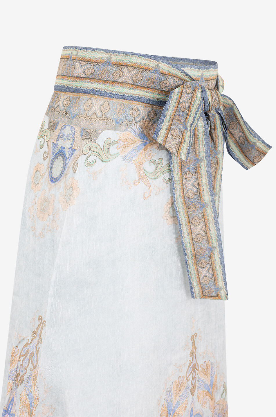 Jupe maxi en lin et soie Eden Blue Paisley
