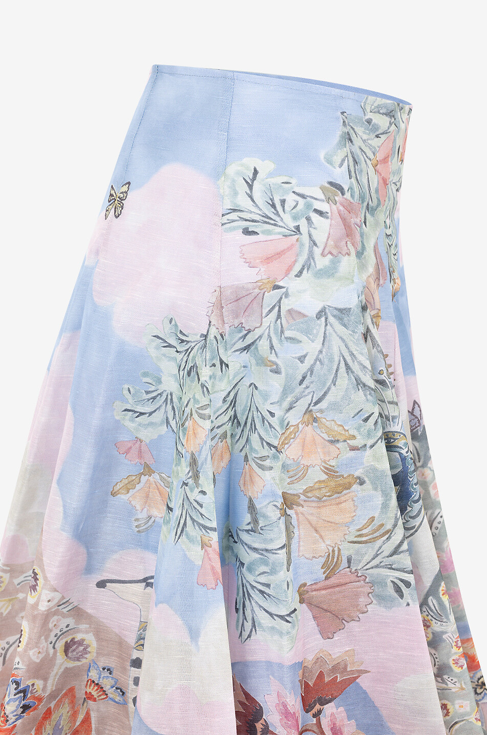 ZIMMERMANN Illustration Godet Eden Garden flared linnen ans silk midi skirt Women MULTI COLOURED 3