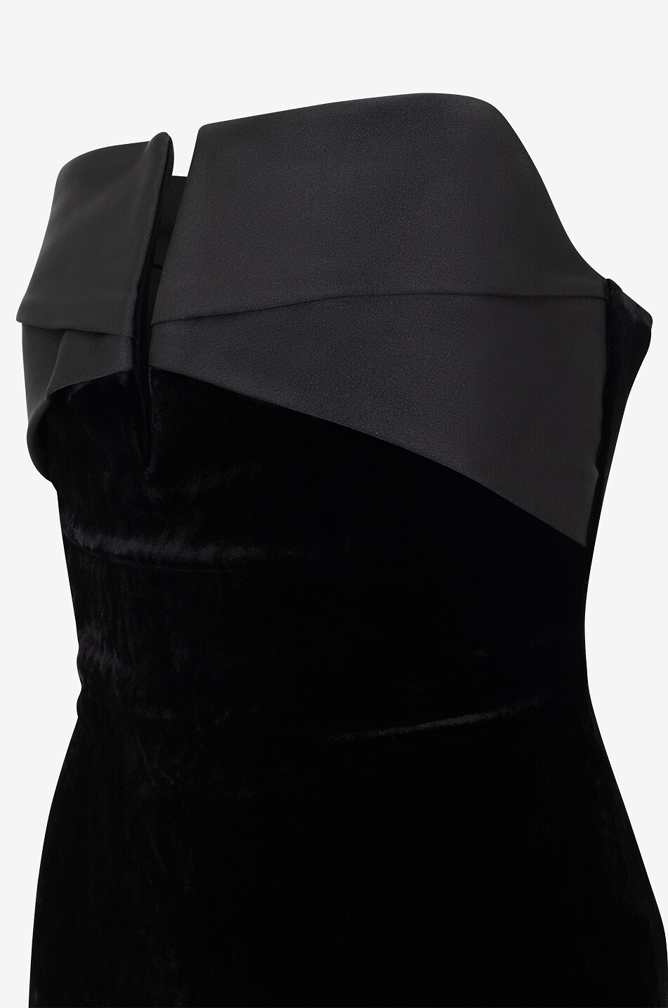ROLAND MOURET Velvet and satin figure-hugging strapless dress Women BLACK 3