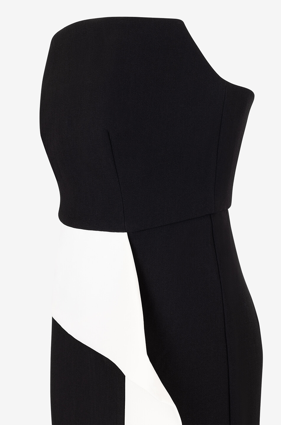 Langes zweifarbiges schulterfreies Kleid aus Crêpe