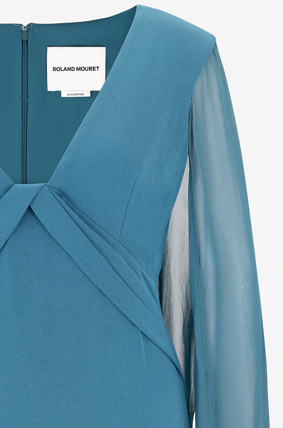 Robe longue en crêpe à manches cape en mousseline