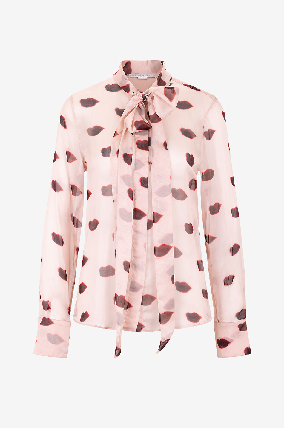 Lips silk chiffon blouse with necktie