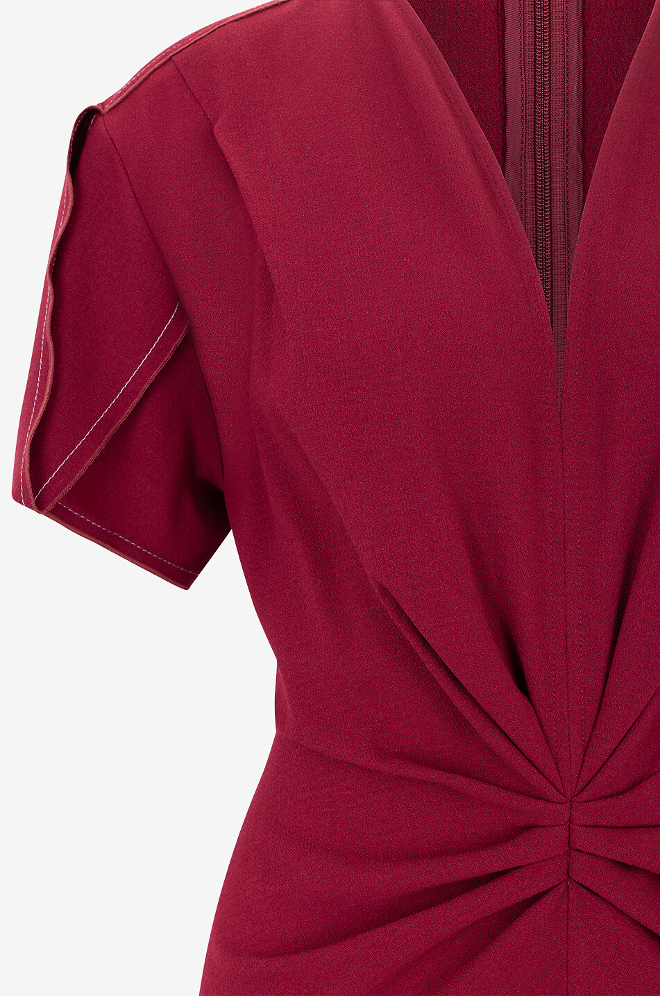 VICTORIA BECKHAM Midi-Crêpe-Kleid Gathered V-neck Damen ROT 4
