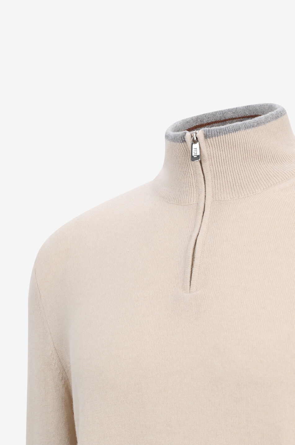 FEDELI Pull à col montant en cachemire Favonio Homme Beige clair 3