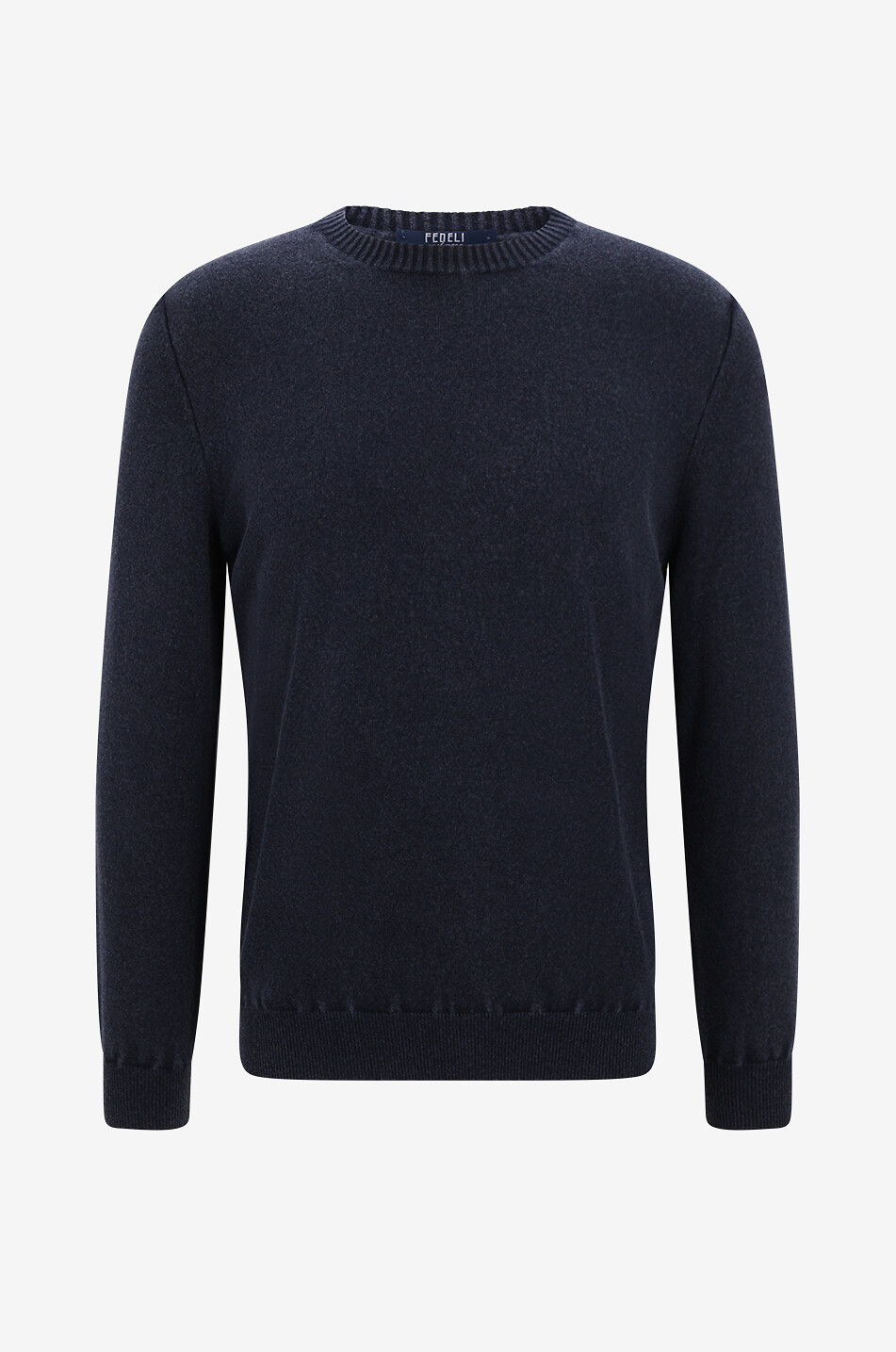 FEDELI Pull col rond en cachemire Argentina Homme BLEU FONCE 1