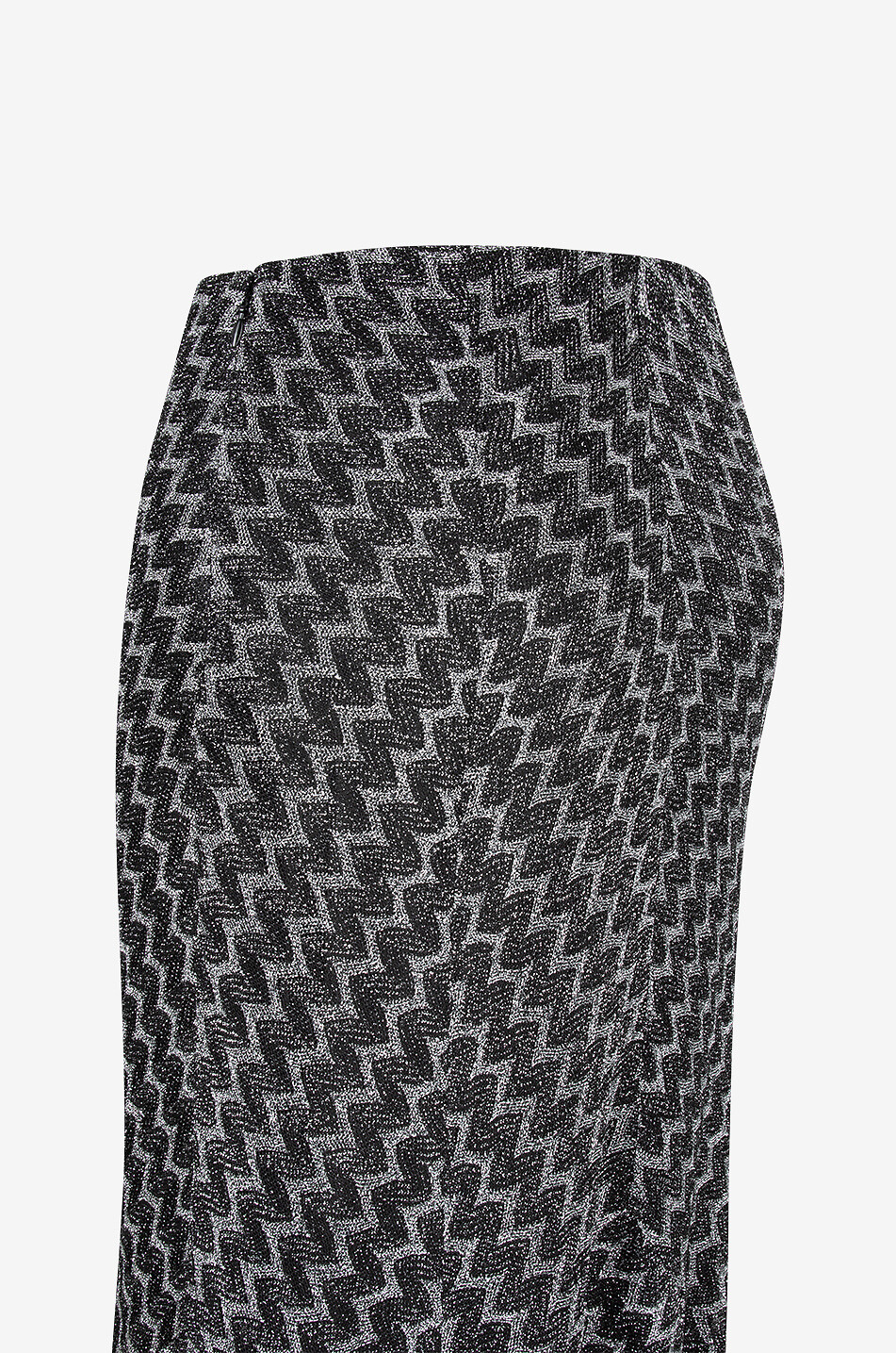 MISSONI Langer Strickrock mit silbrigen Fischgräten Damen SCHWARZ 3