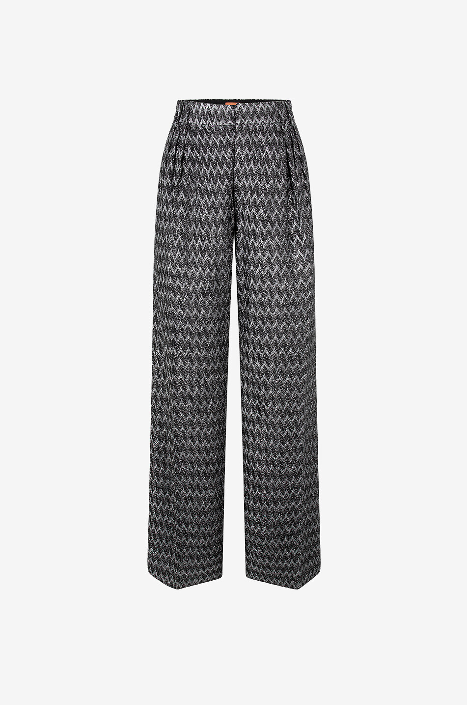 Pantalon à pinces en jacquard à chevrons lurex