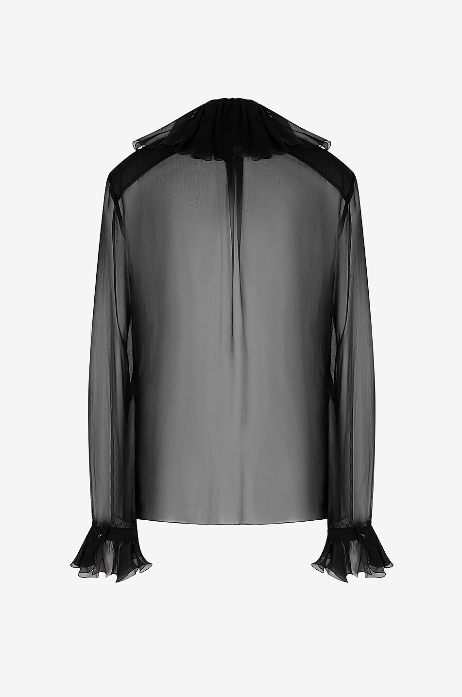 DOLCE & GABBANA Ruffle-collared silk georgette blouse Women BLACK 2