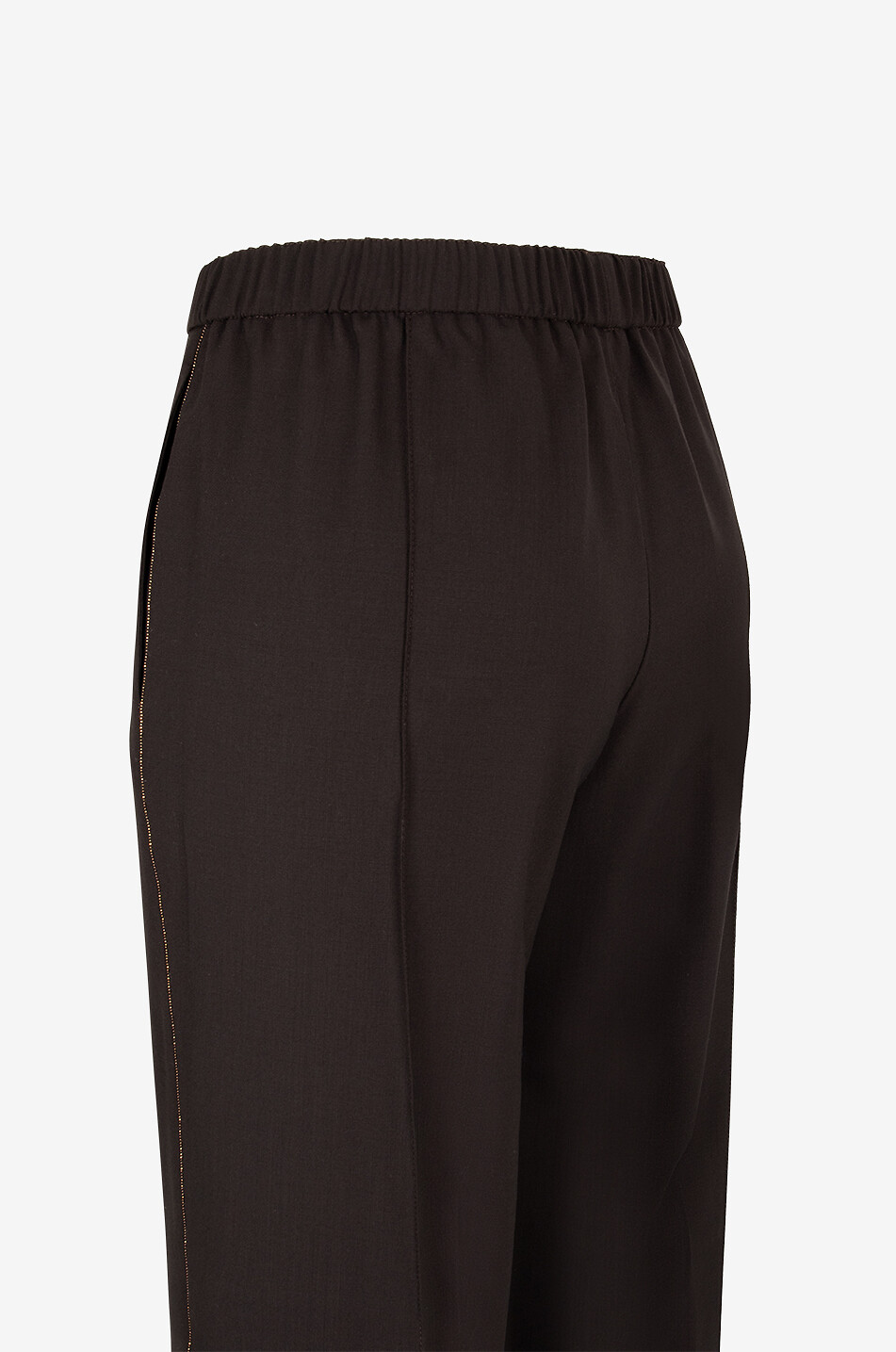 Verkürzte Joggerhose aus Wollmix mit Perlen