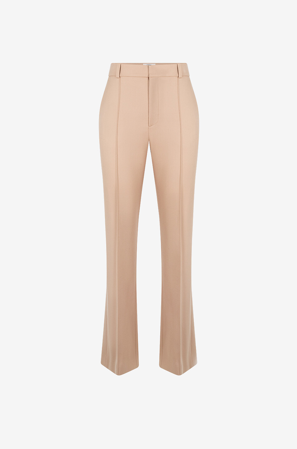 Pantalon tailleur droit taille haute en laine graine de poudre
