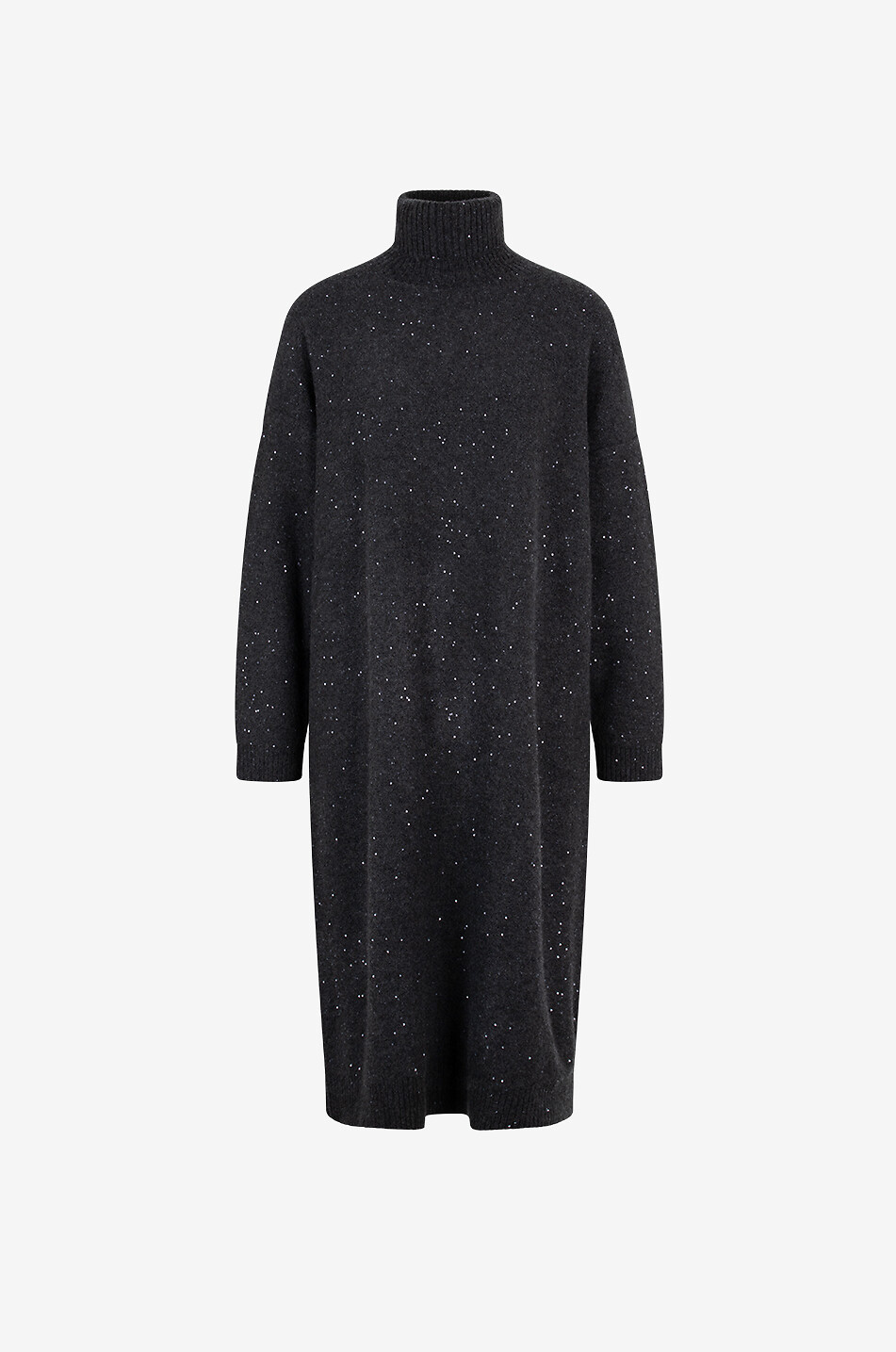 FABIANA FILIPPI Sequinned loose turtleneck jumper dress in Platinum thread Women DARK GREY 2