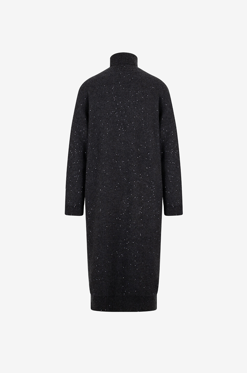 FABIANA FILIPPI Sequinned loose turtleneck jumper dress in Platinum thread Women DARK GREY 3