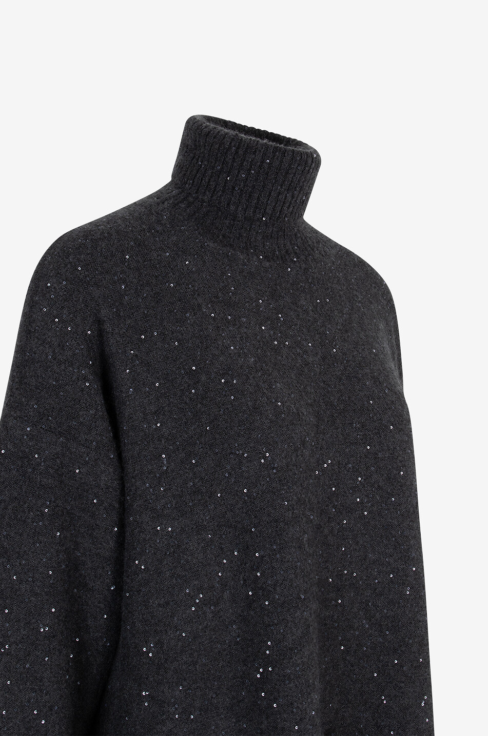FABIANA FILIPPI Sequinned loose turtleneck jumper dress in Platinum thread Women DARK GREY 7
