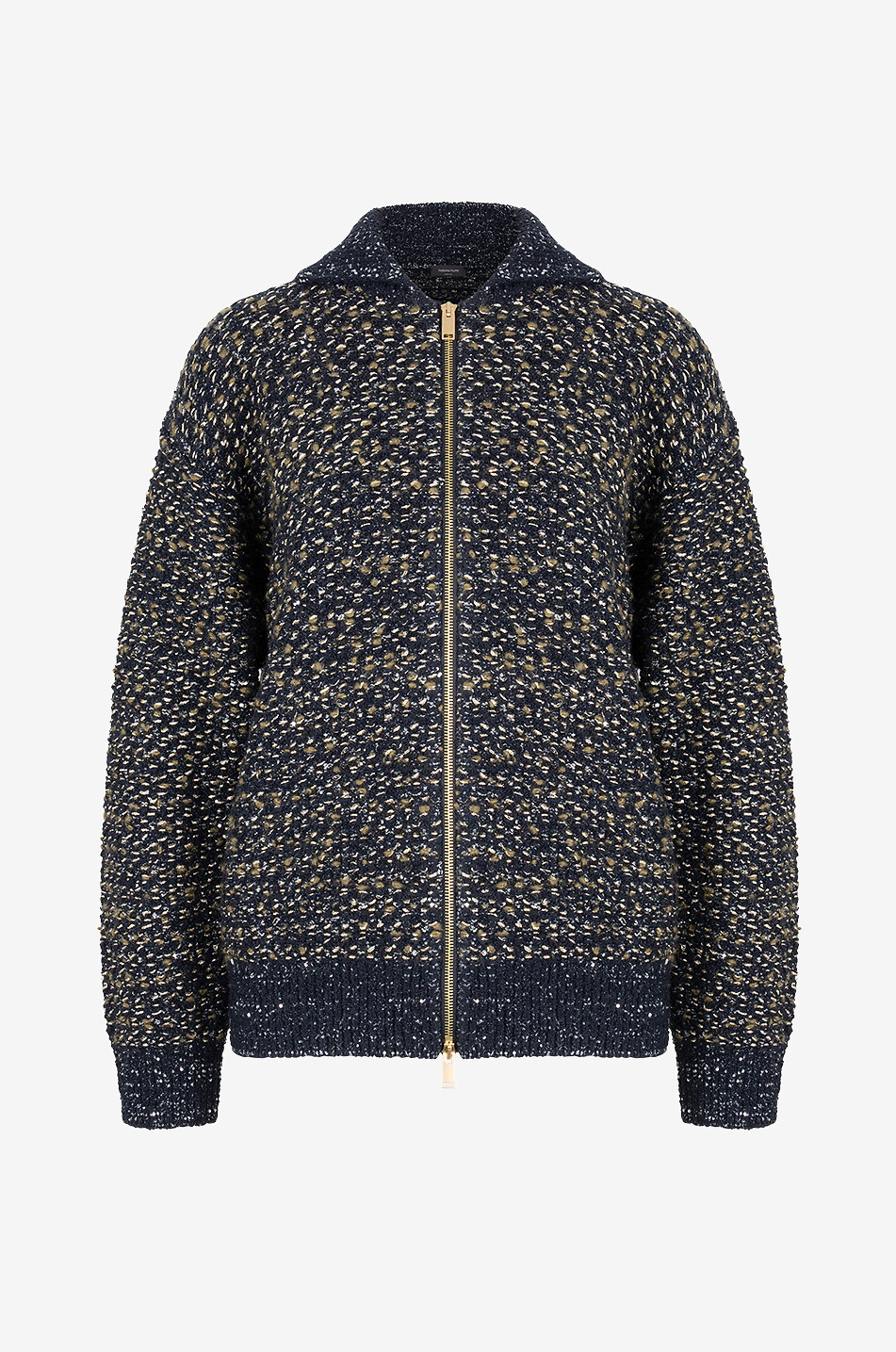 Bomber en maille tweed à sequins
