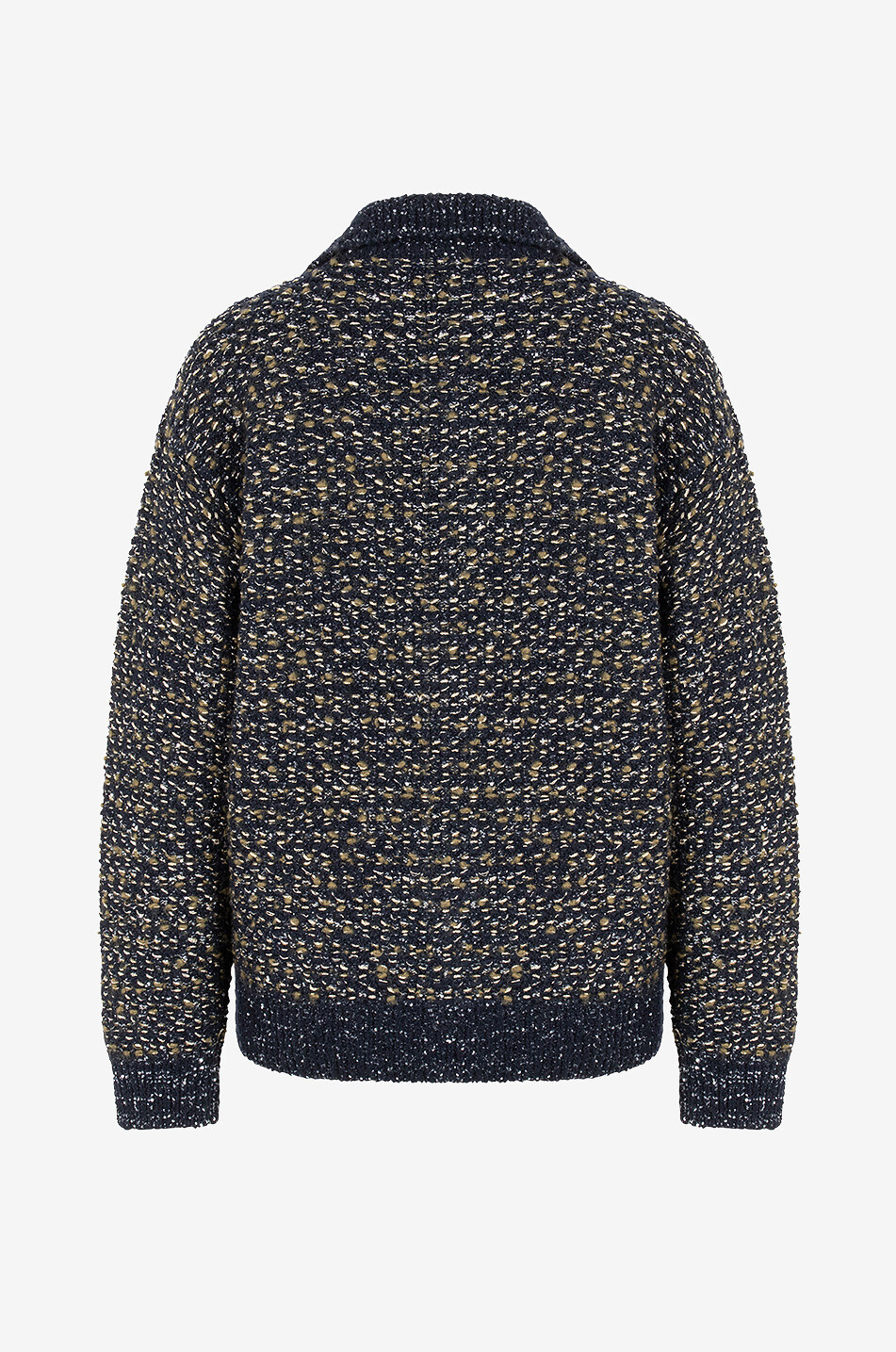 Tweed-Strick-Bomberjacke mit Pailletten