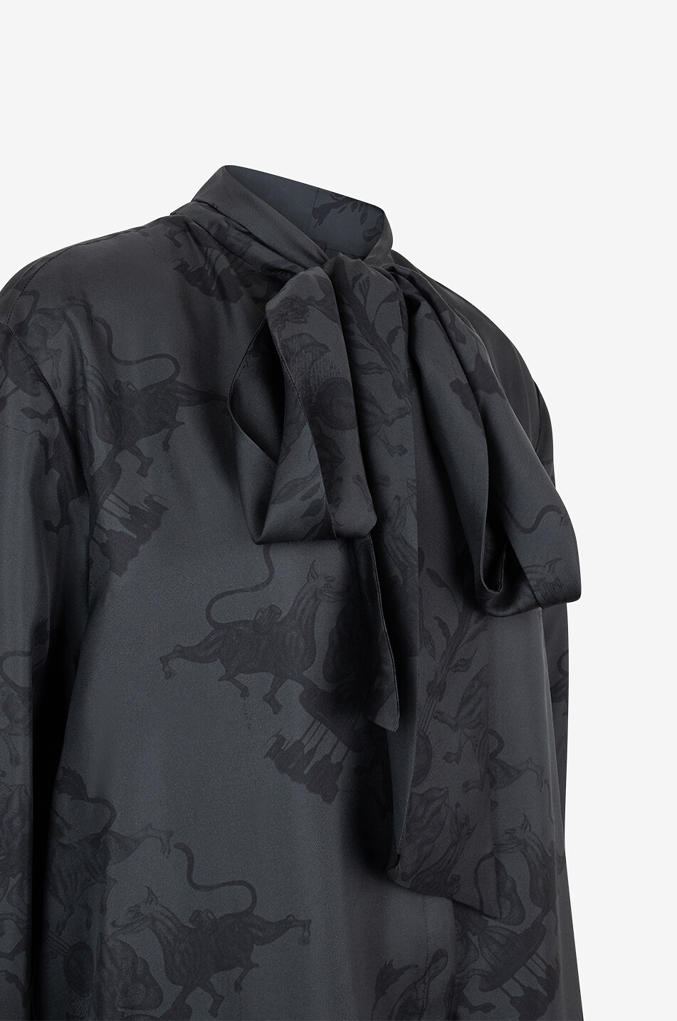 Fabula Mundi printed silk blouse with necktie