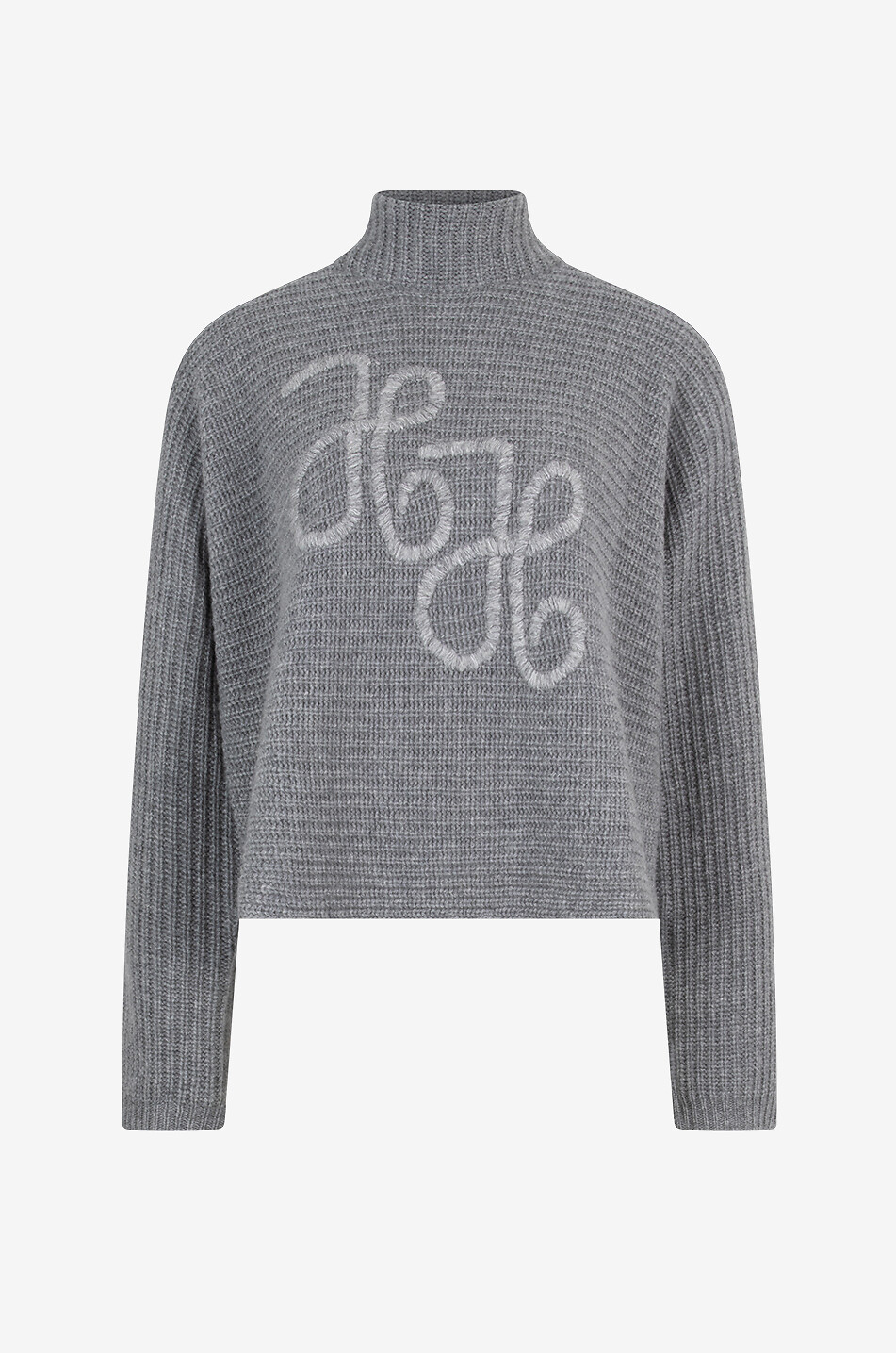 Pullover aus Kaschmir mit Trichterkragen und Monogrammstickerei