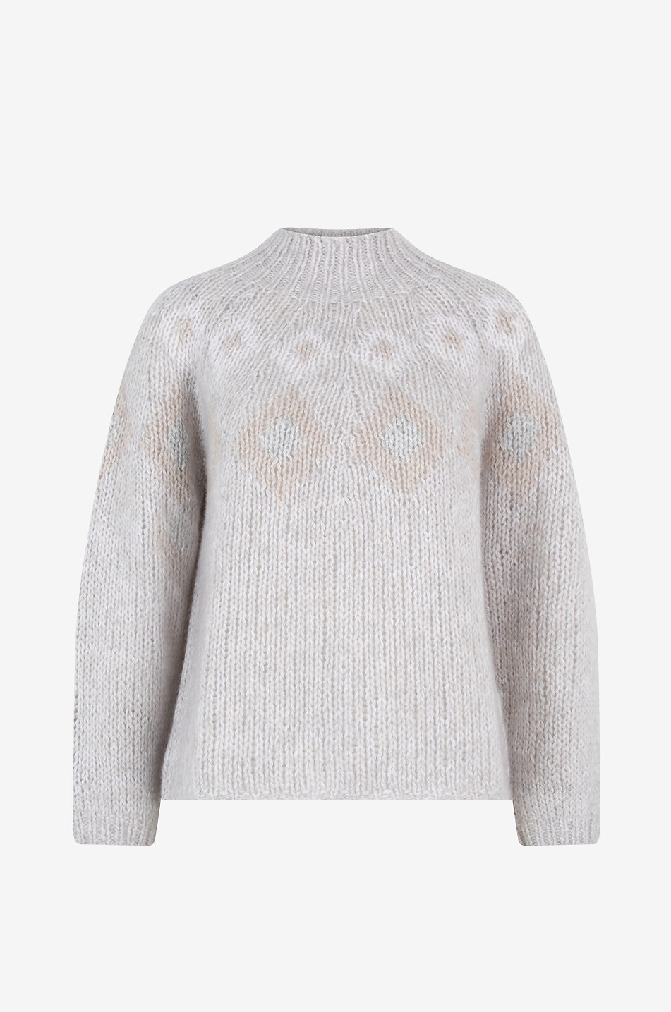 Pull jacquard motif losanges en cachemire et coton