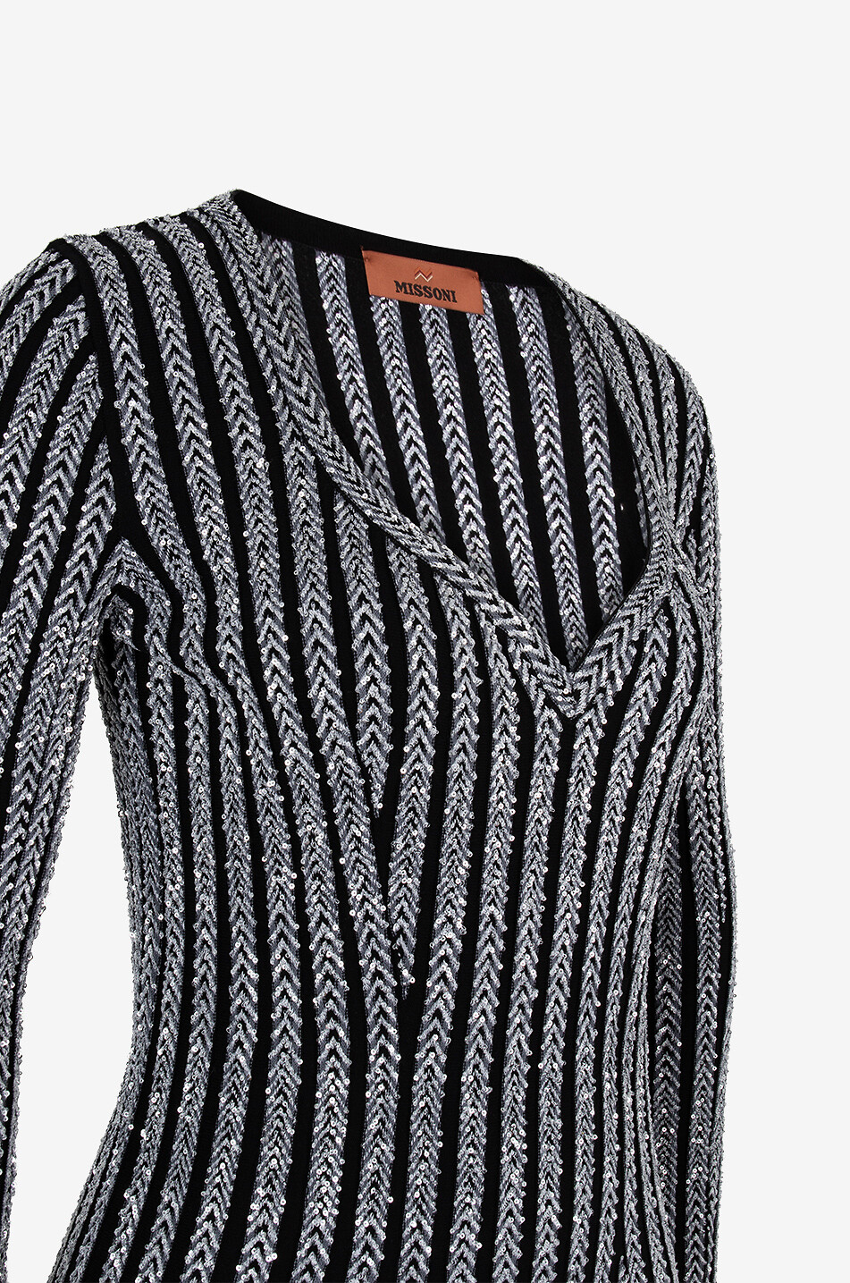 MISSONI Mini robe moulante à chevrons en sequins Femme NOIR 3