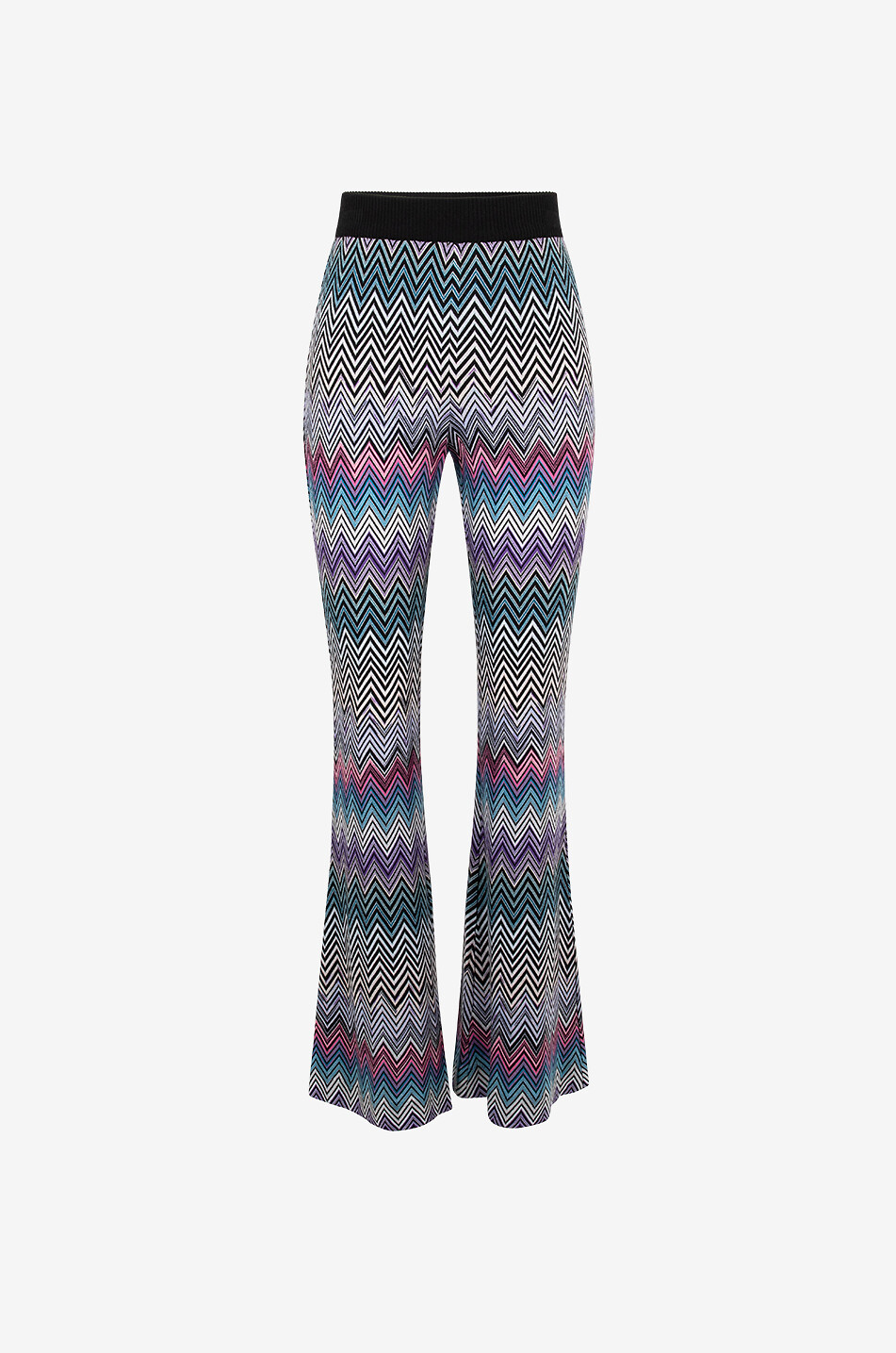 Herringbone jacquard flared knit trousers