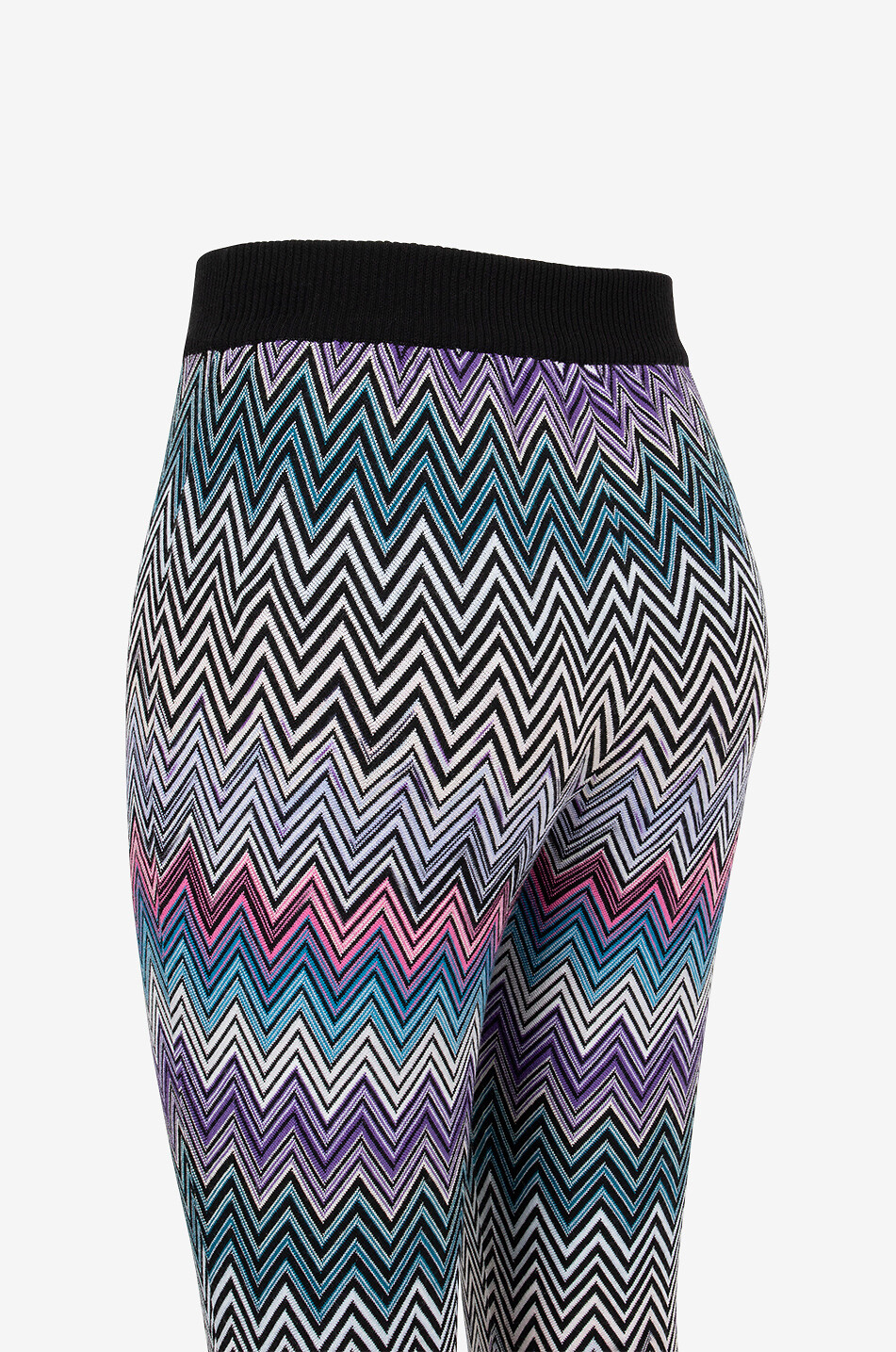 Herringbone jacquard flared knit trousers