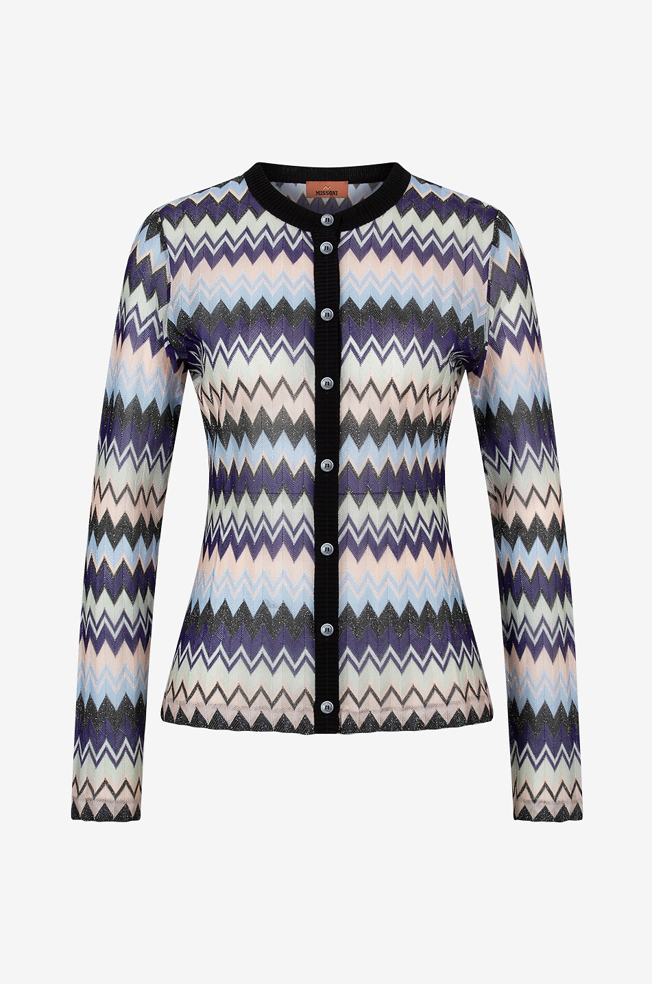 MISSONI Fine cinched cardigan with glittering herringbone patterns Women LIGHT PURPLE 1