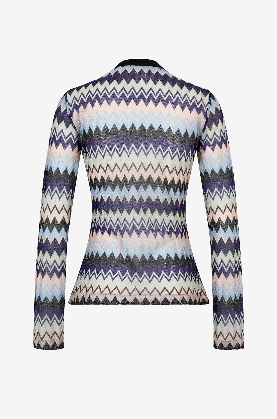 MISSONI Fine cinched cardigan with glittering herringbone patterns Women LIGHT PURPLE 2