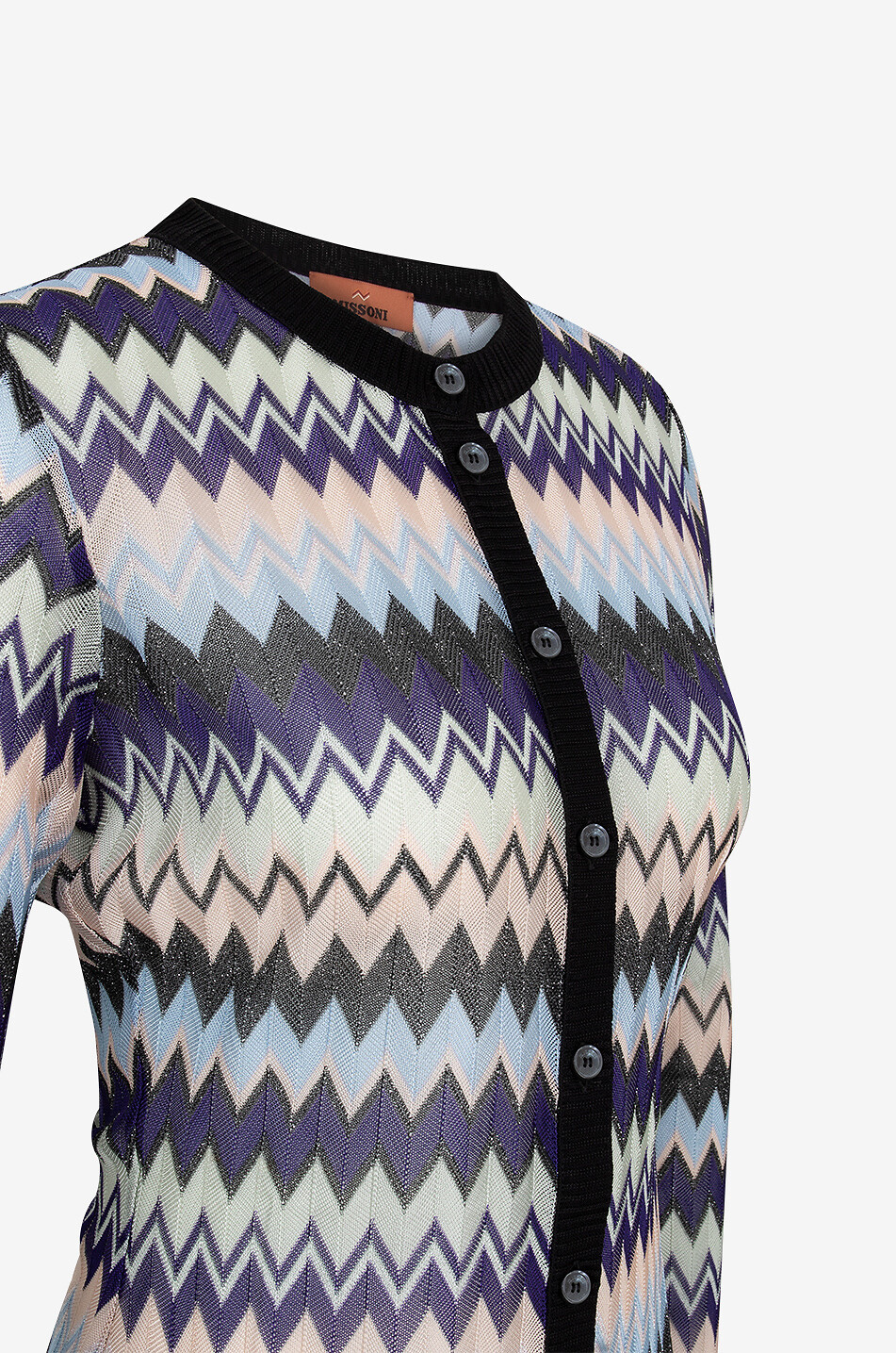 MISSONI Fine cinched cardigan with glittering herringbone patterns Women LIGHT PURPLE 3