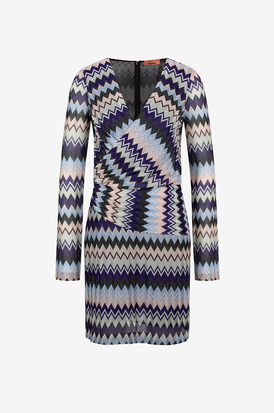 MISSONI Drapiertes Mini-Cache-Coeur-Kleid mit glitzernden Fischgrat-Mustern Damen HELLVIOLETT 1