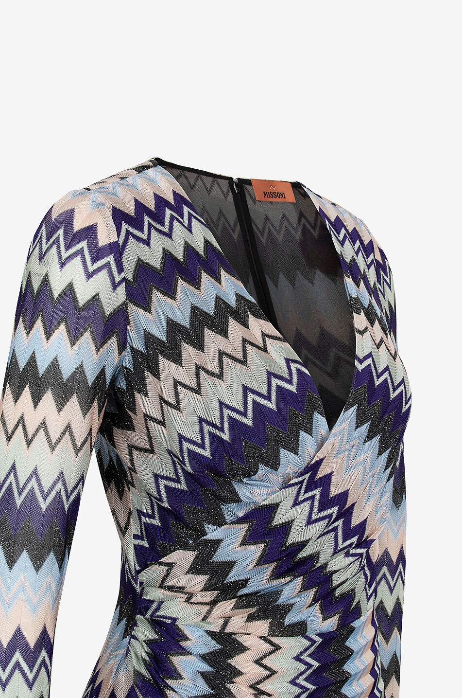 MISSONI Drapiertes Mini-Cache-Coeur-Kleid mit glitzernden Fischgrat-Mustern Damen HELLVIOLETT 3
