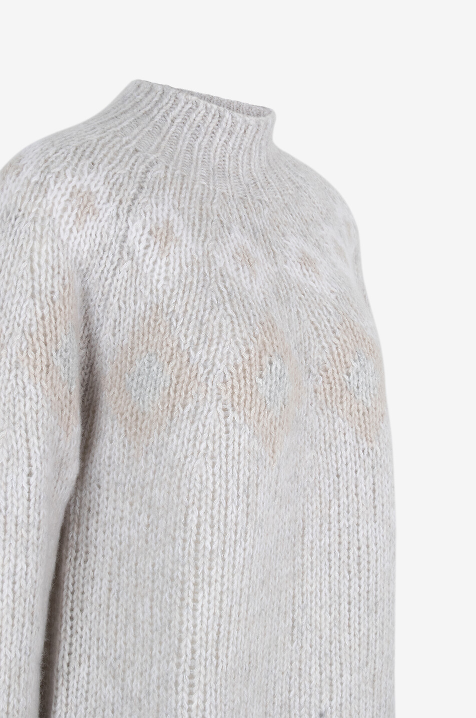 HEMISPHERE Pull jacquard motif losanges en cachemire et coton Femme GRIS CLAIR 3