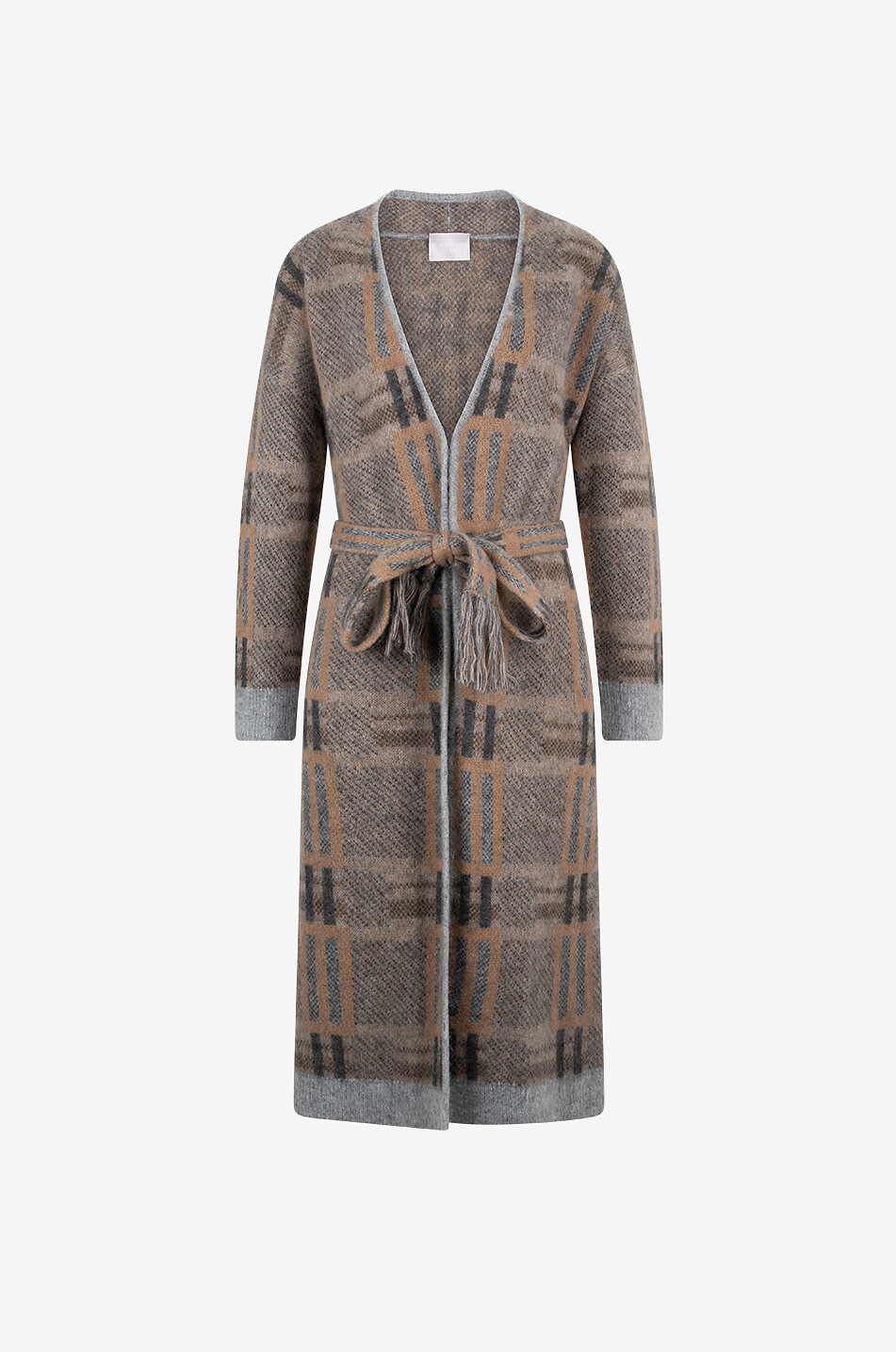 Cashmere long jacquard cardigan
