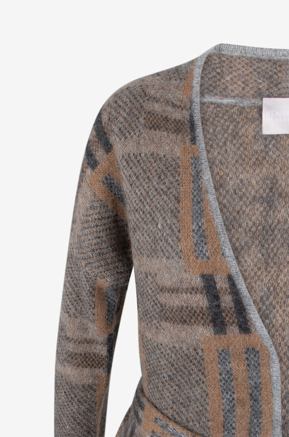 Cashmere long jacquard cardigan