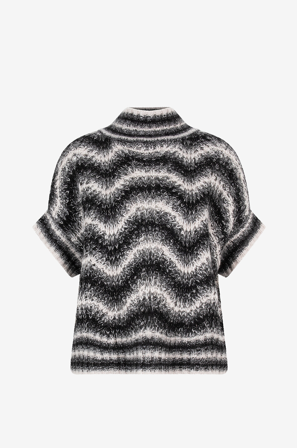 Pull à manches courtes en jacquard ondulé